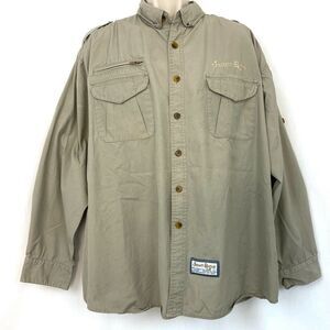 Vintage Jarrett Rifles Button Down Shirt Mens XXL Tan Hunting Rare 2XL 2X BH